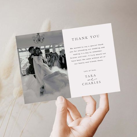 Modern Wedding Photo Thank You Card Simple Elegant Wedding, School Supplies Shopping, Photo Thank You Cards, Custom Thank You Cards, Thanks Card, A Day To Remember, Card Wedding, Kids Stationery, Free Birthday Invitation Templates