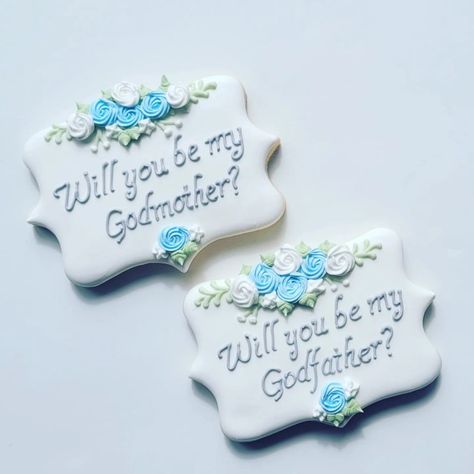 Royal Icing sugar cookies Godparent Cookie Proposal, Proposal Cookies, Royal Icing Sugar Cookies, Icing Sugar Cookies, Godparent Proposal, Royal Icing Sugar, Icing Sugar, God Parents, Royal Icing