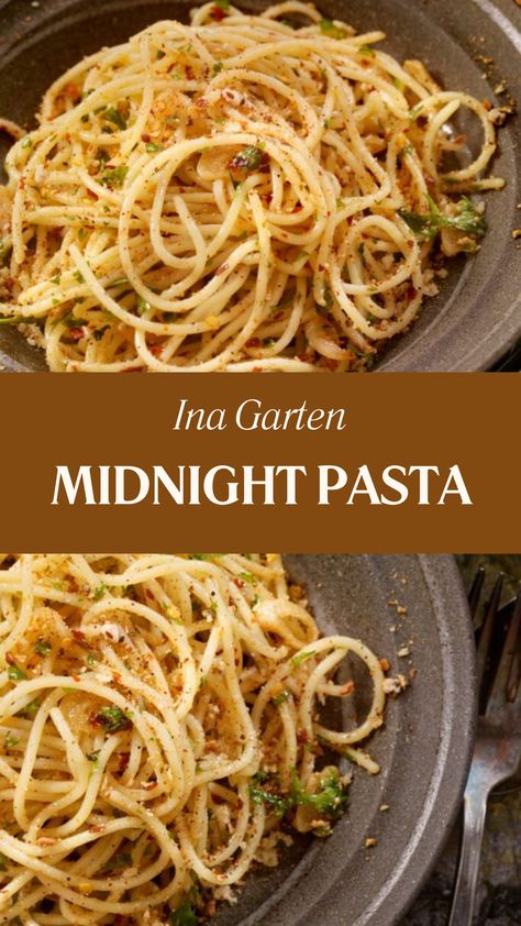 Ina Garten Midnight Pasta Olive Oil Garlic Pasta, Midnight Pasta, Buttered Rice Recipe, Best Ina Garten Recipes, Momma Mia, Pasta Side, Night Cravings, Recipes Sides, Garlic Spaghetti