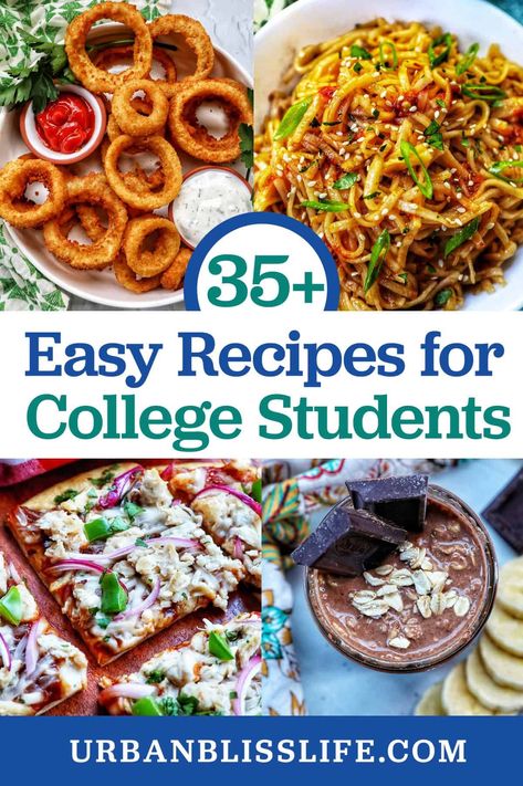 These are easy recipes for college students, including one-pot recipes, air fryer recipes, recipes that can be made in 30-minutes or less, and more. Get the recipe collection at UrbanBlissLife.com. Easy Recipes For College Students, College Recipes, Recipes For College Students, Great Breakfast Ideas, Recipes Air Fryer, College Meals, Main Course Recipes, Easy Lunches, Family Friendly Meals