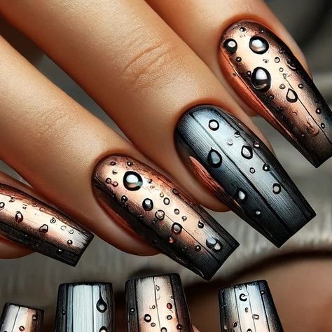 Tamara Margaryan on Instagram: "Nails like art 💅✨  Add an artistic touch to your nails with this stunning water droplet pattern! Each one is a masterpiece. 💧✨💅 #NailArt #NailDesign #Manicure" Cute Fall Nail Designs Autumn, Waterdrop Nails, Water Droplet Nails, Droplet Nails, Cross Nails, 2024 Nails, Cute Nails For Fall, Awesome Nails, Like Art