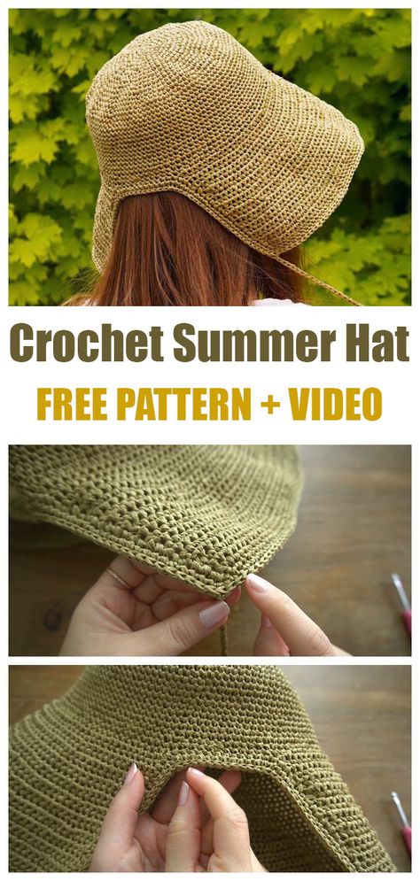 Crochet Summer Hat, Pola Topi, Crochet Adult Hat, Crochet Summer Hats, Crochet Sun Hat, Crochet Hat Free, Crochet Knit Hat, Crochet Cap, Crochet Summer