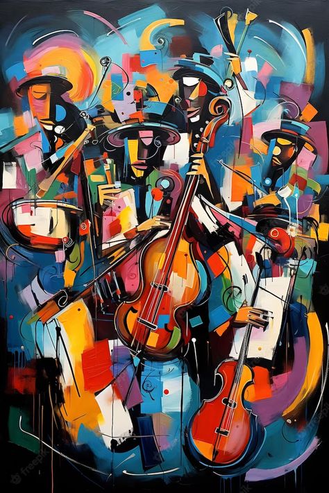 Cello Pictures, Jazz Music Art, Playing A Violin, Painting Of A Man, Instruments Art, Abstract Art Images, Musician Art, Jazz Art, African Art Paintings