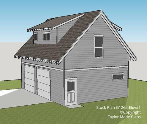 G126a – 1 1/2 story, Two Car Garage With Apartment - Taylor Made Plans Over The Garage Apartment, Large Garage Plans, Garage And Apartment, Diy Garage Plans, Barn Garage Plans, Above Garage Apartment, Garage Additions, Detached Garage Ideas, Two Story Garage