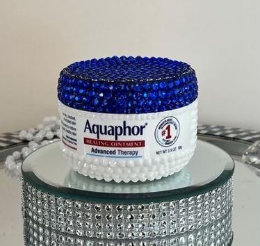 Bedazzled Aquaphor, Cute Bedazzled Things, Bedazzled Stuff Aesthetic, What To Bedazzle, Rhinestoning Things, Bedazzled Objects, Bedazzled Skincare, Things To Rhinestone, Rhinestone Things