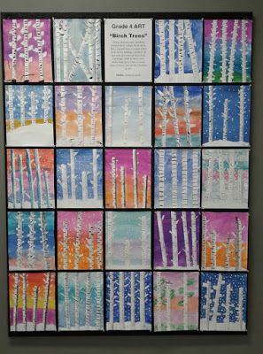 a faithful attempt: Winter Birch Tree Paintings Winter Birch Tree Painting, School Auction Art Projects, Row Of Trees, Watercolor Classroom, Visual Art Lessons, Most Pinned, Elementary Art Classroom, January Art, Art Docent