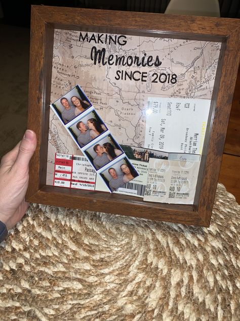 Creative Picture Gifts For Boyfriend, Anniversary Gifts Cheap, Boyfriend Cricut Gift, Cricut Gifts For Boyfriend, Welcome Home Basket For Boyfriend, Memory Box Ideas Diy Boyfriend, Shadow Box Ideas For Boyfriend, 6 Month Gifts For Boyfriend, 1 Year Anniversary Gift Ideas For Him Boyfriends