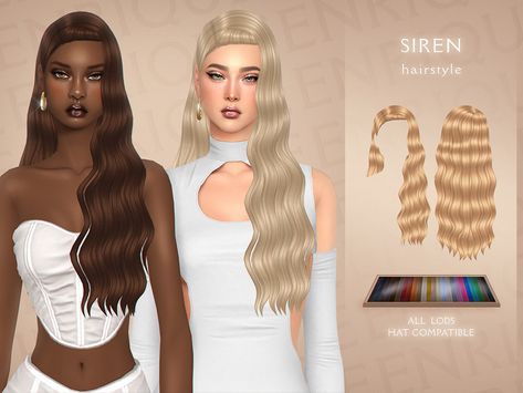 Sims 4 Enrique Hair, Sims 4 Siren Cc, Ts4 Hair, Sims Love, Female Hairstyles, Cc Hair, Pelo Sims, Find Hairstyles, Sims 4 Dresses