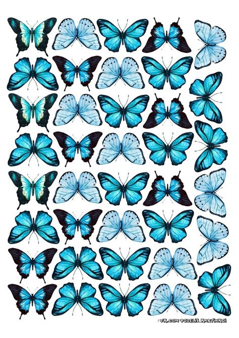 File Decoration Ideas, Butterfly Cake Topper, Butterfly Template, Butterfly Printable, Blue Butterflies, Scrapbook Stickers Printable, Butterfly Pictures, Butterfly Crafts, Easy Diy Art