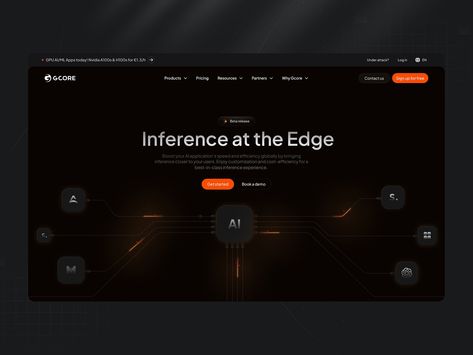 Landing Page for AI hardware provider Web Design Black, Architecture Website, Learn Ux Design, Startup Website, Ui Website, Dark Design, Digital Web, Neural Network, Webpage Design