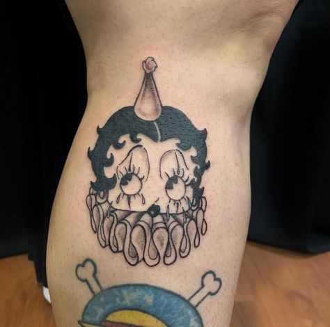 Betty Boop Clown, Betty Boop Tattoo, Betty Boop Tattoos, Stick Poke Tattoo, Tattoo Themes, Clown Tattoo, Sick Tattoo, Stick N Poke Tattoo, Poke Tattoo