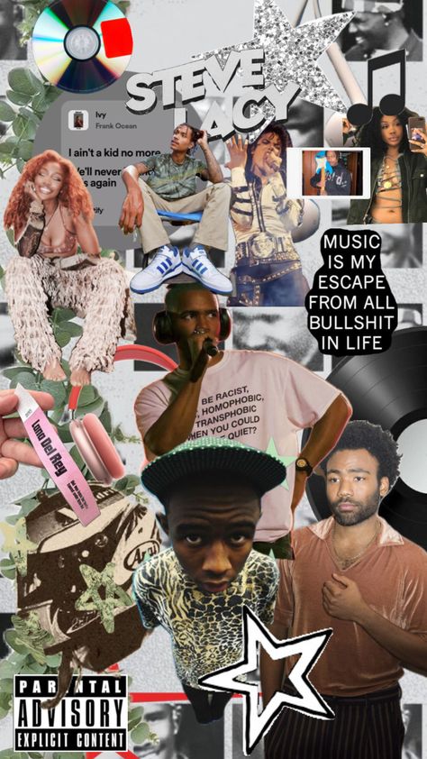 #sza #childishgambino #stevelacy #tylerthecreator #frankocean #music Tyler The Creator Collage, Frank Ocean Wallpaper, Tyler The Creator Wallpaper, Diy Room Decor For Teens, Steve Lacy, Music Poster Design, Childish Gambino, Collage Poster, Wallpaper Space