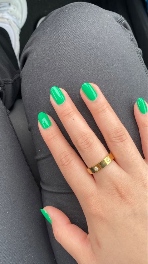 Green Gel Nails Summer, Green Nails Solid Color, Spring Green Nails 2023, Kelly Green French Tips, Summer Green Nails 2023, Gel Nails Ideas Yellow, Bright Green Pedicure, Kelly Green Nail Polish, Bright Emerald Green Nails