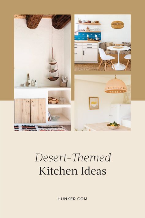 We particularly like desert style in culinary spaces, where it adds a sense of warmth to the center of the house. Want to get the look? Here are 10 desert-themed kitchen ideas that are showing us how it's done. #hunkerhome #kitchen #kitchenideas #desertinspired #desertkitchen Desert Kitchen, Amber Interiors Design, Desert Style, Desert Decor, Modern Desert, Themed Kitchen, Plywood Cabinets, Traditional Cabinets, Modern Color Palette