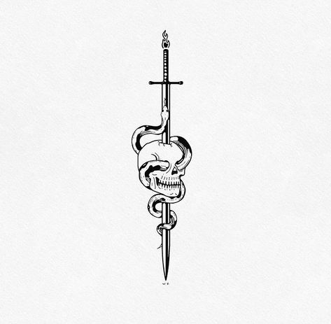 Skull And Swords Tattoo, Small Skull Tattoo Ideas, Tattoo Ideas For Men Skull, Burning Money Tattoo, Iggy Tattoo, Skull Dagger Tattoo, Flaming Skull Tattoo, Skull Tattoo Drawing, Snake Skull Tattoo