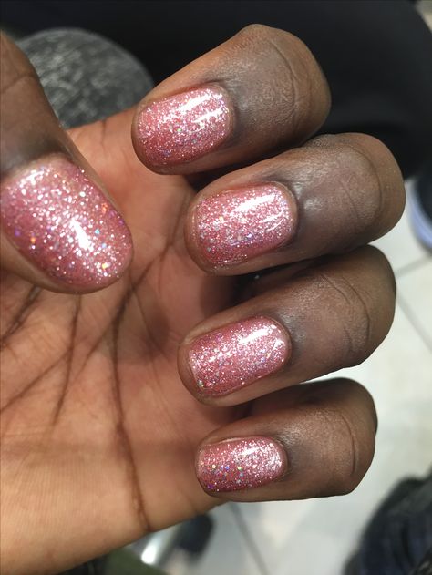 Sparkly Pink Short Nails, Pink Shellac Nails, Sparkly Pink Nails, Pink Shellac, Pink Sparkles, Short Gel Nails, Sparkle Nails, Shellac Nails, Nail Jewelry