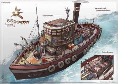 ArtStation - A Long Voyage - FZD Term 2 Project Sunless Sea, Airship Art, Feng Zhu Design, Drawing Concepts, Feng Zhu, Pirate Ship Model, Steampunk Illustration, Bg Design, Survival Horror Game