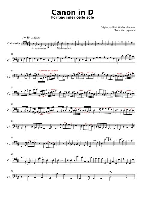 Cello Teaching, Cello Practice, Cello Lessons, Popular Piano Sheet Music, Sheet Music With Letters, Johann Pachelbel, Trombone Sheet Music, Free Printable Sheet Music, Canon In D