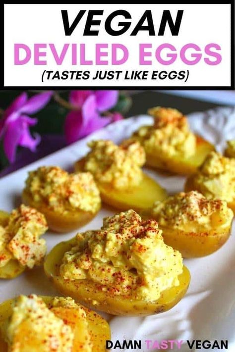 Vegan Easter Brunch, Vegan Deviled Eggs, Dairy Foods, Vegan Appetizer, Vegan Grocery List, Vegan Pantry, Vegan Easter, Vegan Party Food, Sides Recipes