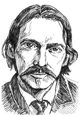 Friday, August 10, 2012.  "Robert Louis Stevenson"   I'm drawing my favorite authors. Today, Robert Louis Stevenson.  Posted by Doogie Horner  "But one man of her crew alive What put to sea with seventy-five." –from "Treasure Island" Rembert Montald Sketches, Robert Montgomery Artist, Robert Louis Stevenson Quotes, Sketch Reference, Robert Louis Stevenson Books, Robert Louis Stevenson, Robert Louis, John Green, August 10