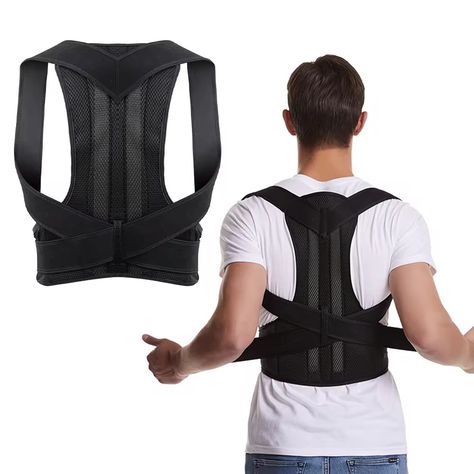 Back Brace Posture Corrector for Women & Men Back Lumbar Support Shoulder Posture Support for Improve Posture & Back Pain Relief - AliExpress 66 Hunched Back, Black Braces, Sitting At Desk, Shoulder Posture, Posture Corrector For Women, Men Back, Posture Brace, Back Posture Corrector, Drippy Fits