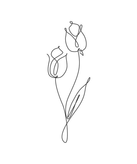 One continuous line drawing beautiful abstract tulip flower. Minimal fresh beauty natural concept. Home wall decor, poster, tote bag, fabric print. Single line draw design graphic vector illustration Flower Minimal, One Continuous Line Drawing, Tote Bag Fabric, Drawing Beautiful, Single Line Drawing, Fresh Beauty, Continuous Line Drawing, Concept Home, Beauty Natural