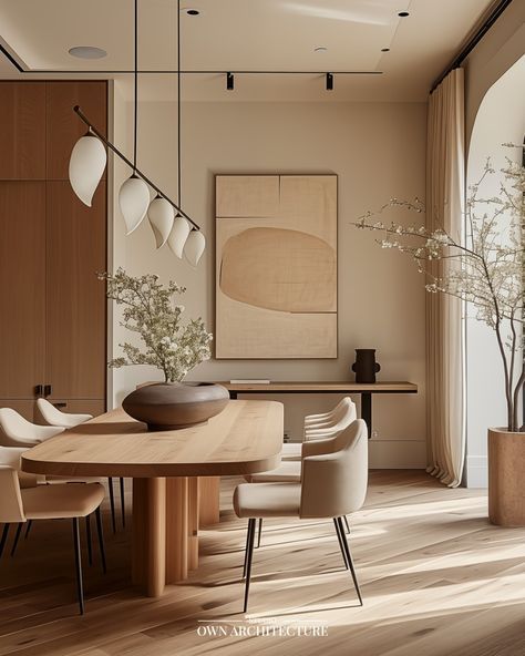 Japandi Dining Room Design, Light Wood Table, Japandi Dining Room, Dining Room Decor Elegant, Japandi Dining, Contemporary Dining Tables, Japandi Interior Design, Japandi Interiors, Mockup Wall