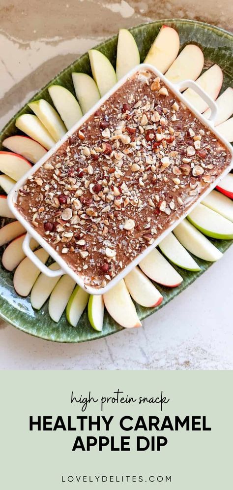 This Healthy Caramel Apple Dip is naturally high in protein and made with cottage cheese, greek yogurt and a natural caramel that's made from medjool dates! Sweet and crunchy homemade caramel dip for apples. Caramel Apple Dip Healthy, Apple Dip With Greek Yogurt, Protein Caramel Apple Dip, Healthy Caramel Apple Dip, High Protein Apple Dip, Protein Apple Dip, Cottage Cheese Apple Dip, High Protein Fruit Dip, Cottage Cheese Dip Recipes Healthy