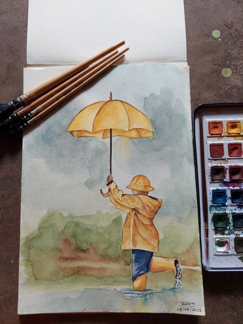 #art #watercolour #painting #rain #rainyday Rainy Watercolor Painting, Watercolor Paintings Rain, Rainy Day Watercolor Painting, Watercolour Rain, Rain Watercolor, Drawing Rain, Watercolour Ideas, Rain Painting, Rain Art