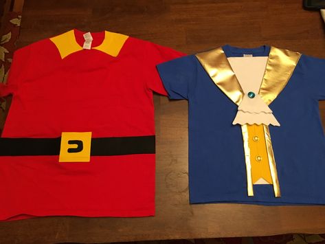 Gaston & Beast costume t-shirt Family Costumes Diy, Disney Characters Costumes, Newborn Halloween Costumes, Beauty And The Beast Costume, Babys 1st Halloween, Beast Costume, Beauty And The Beast Party, Scary Halloween Party, Costume Diy