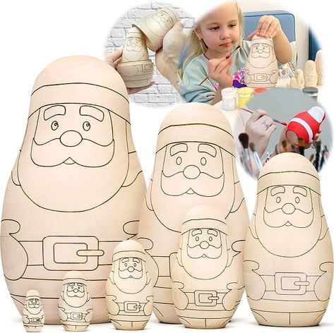 Christmas Nesting Dolls, Diy Christmas Activities, Nesting Dolls Diy, Personalised Xmas Gifts, Stacking Dolls, Unfinished Wood Crafts, Special Christmas Gift, Santa Doll, Russian Nesting Dolls