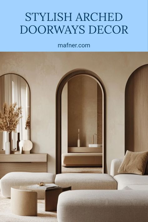 Pin showcasing stylish arched doorways and decorative accents for interior design, helping you enhance your home's charm with unique decor ideas. This pin focuses on the beauty and functionality of arched entrances. Rounded Doorway, Arched Doorways, Doorway Decor, Arch Doorway, Ideas For Decorating, Design Theme, Decor Accents, Architectural Features, Modern Interiors