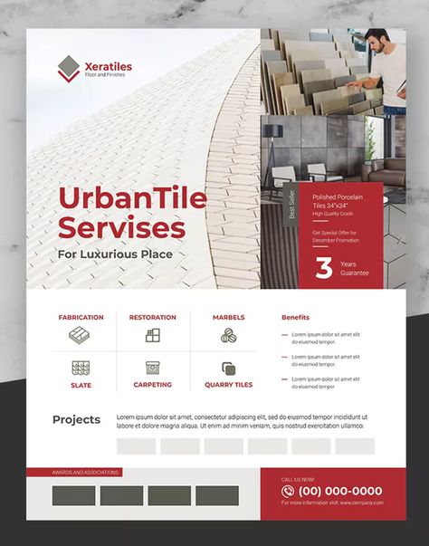 Clean Tile Company and Services Template InDesign INDD. Download Tiles Brochure, Polished Porcelain Tiles, Company Brochure, Word Building, Kitchen Bathroom Remodel, Cleaning Companies, Tile Companies, Clean Tile, Tile Projects