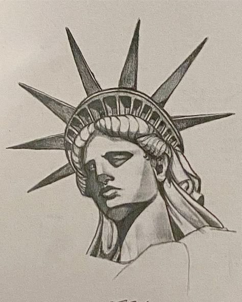 Statue Of Liberty Drawing, Nyc Drawing, American Cottage, Art Alevel, A Level, Nyc Art, The Statue Of Liberty, Inspiration Painting, Lady Liberty