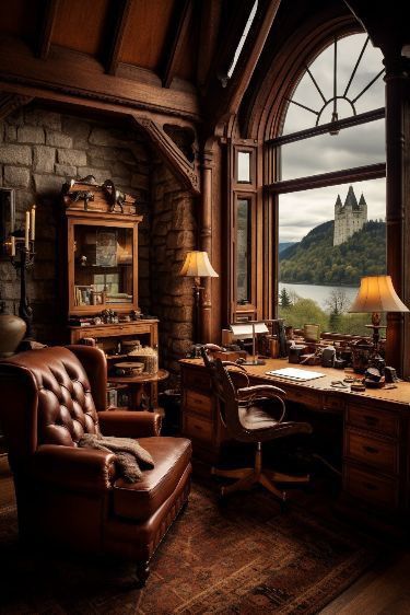 Office Organization Hacks, Home Office Library Ideas, Scottish Winter, Tartan Decor, Indian Houses, Study Room Design, Castles In Scotland, Rich Home, New York Apartment