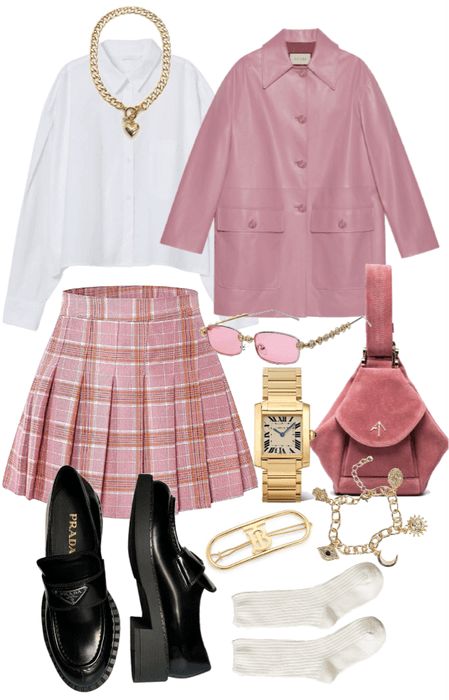 Cute Academia Outfits Pink, Pink Aesthetic Fashion Outfit, Glam Pink Outfits, Light Academia Pink Outfit, Romantic Academia Aesthetic Outfit Pink, Pastel Academia Aesthetic Outfit, Pink Academia Aesthetic Outfit, Soft Academia Outfit, Pink Academia Outfits