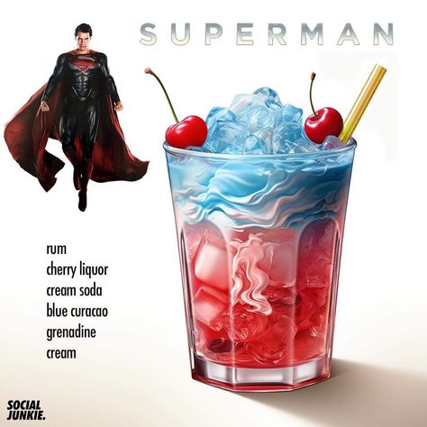 Superman Drink, Disney Alcoholic Drinks, Starbucks Halloween Drinks, Alcoholic Milkshake, Fruity Alcohol Drinks, Starbucks Drinks Diy, Fun Drinks Alcohol, Cocktail Drinks Alcoholic, Cocktail Party Food