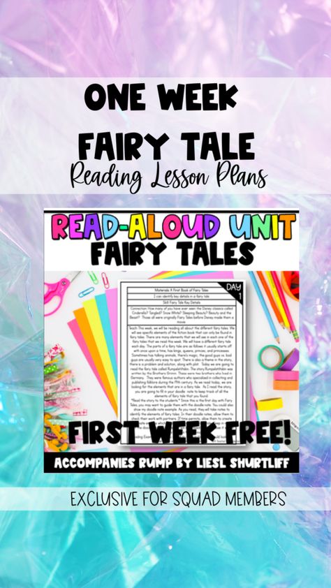 Fairy Tales Lesson Plans, Fairy Tale Projects, Fairytale Lessons, 5th Grade Books, Fairy Tales Unit, Reading Lesson Plans, Fairy Tale Theme, Reading Unit, Start Reading