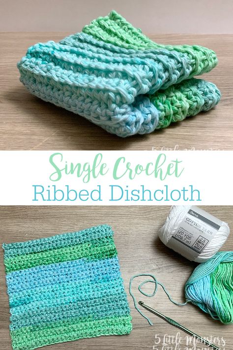 Single Crochet Dishcloth Pattern, Ribbed Crochet Stitch, Single Crochet Washcloth, Cute Crochet Dishcloth, Crochet Cloths Dish, Textured Dishcloth Crochet Pattern, Crochet Textured Dish Cloth Free Pattern, Free Crochet Babble Dish Cloth, Crunchy Stitch Crochet Dishcloth