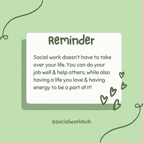 Cultivating a life outside of work is essential to enjoying it. You are a whole person, not just a social worker.👏 #socialwork #socialworker #mentalhealth #burnout #turnover #therapy #therapist #bsw #msw #lmsw #lcsw #socialservices #socialjustice #nonprofit Social Work Major, School Social Work Quotes, What Do Social Workers Do, Bsw Social Work, Being A Social Worker Means, Social Work Quotes, Social Work Memes Humor, Social Services, School Social Work