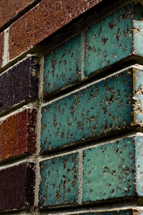 Green Glazed Brick, Glazed Bricks, Glazed Brick Tiles, Engineering Bricks, Brick Cladding, Glazed Brick, Brick Detail, Colour Architecture, Basalt Stone