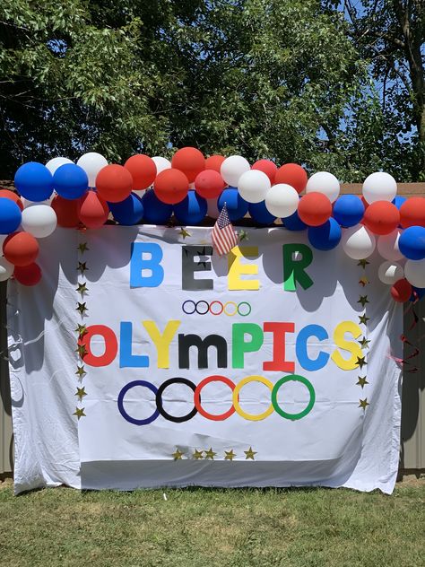 Beer Olympics Invitation, Olympic Bachelorette Party, Beer Olympics Team Outfits, Beer Olympics Birthday Party, Beer Olympics Decor, Beer Olympics Bachelorette Party, Beer Olympics Party Decorations, Bach Olympics, Beer Olympics Decorations