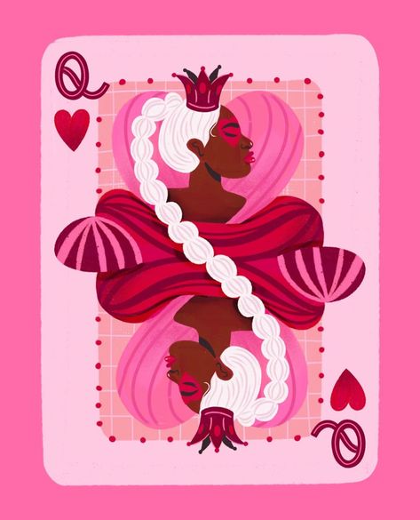 Queen Of Hearts Card, 53 Birthday, Afrocentric Art, Cards Art, Heart Drawing, Card Drawing, Playing Card Deck, By Plane, Easy Home Decor