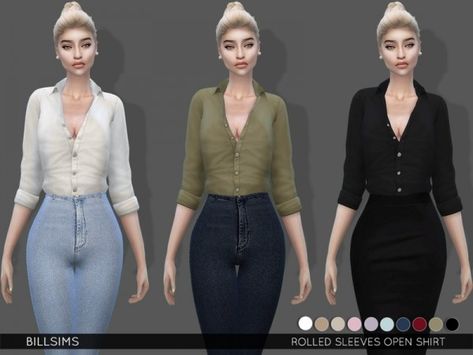 The Sims Resource: Rolled Sleeves Open Shirt by Bill Sims • Sims 4 Downloads Sims4 Shirts, Girls White Shirt, Open Shirt, The Sims 4 Download, Sims 4 Toddler, Sims4 Clothes, Best Sims, Sims 4 Cas, Rolled Sleeves