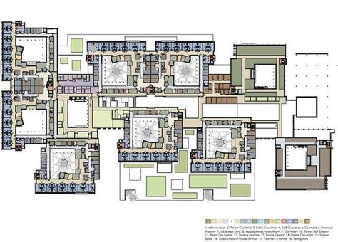 Al Wakrah Psychiatric Hospital | Healthcare Projects architecture+ Psychiatric Hospital Design, Psychiatric Hospital Architecture, Hospitals Design, Parti Diagram, Hospital Floor Plan, Hospital Plans, Psychiatric Ward, Hospital Architecture, Healthcare Architecture