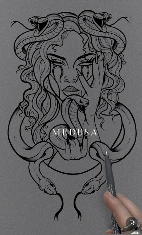 Medusa Hand Tattoo, Guitar Tattoo Design, 42 Tattoo, Malu Trevejo, Medusa Tattoo Design, Hands Tattoo, Tarot Tattoo, Tattoo Themes, Wing Tattoo