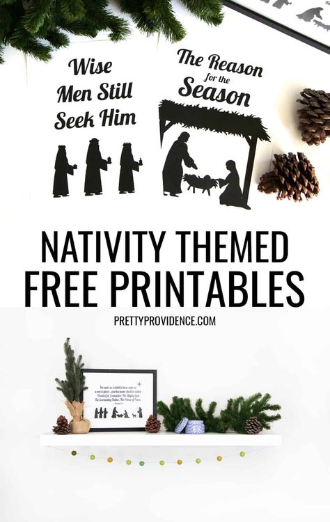 If you are looking for a printable nativity scene you will love these free nativity printables! With three different options you are sure to find something you love. #nativityprintables #printablenativityscenes #christmasprintable #christmasdecor #nativitythemedfreeprintables Christmas Nativity Printables Free, Cricut Nativity Scene Free, Nativity Themed Christmas Party, Nativity Scene Clipart Free Printable, Nativity Scene Pictures Free Printable, Free Printable Nativity Characters, Nativity Stencils Free Printable, Merry Christmas Stencil Free Printable, Nativity Christmas Tree Theme