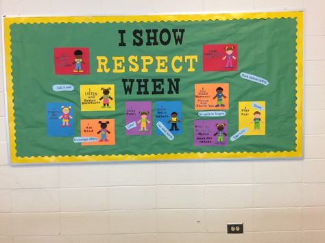 Respect Bulletin Board. Respect Bulletin Boards, Cafeteria Bulletin Boards, Work Bulletin Boards, Esl Kids, Interactive Bulletin Boards, Transportation Crafts, School Board Decoration, Character Counts, Preschool Bulletin