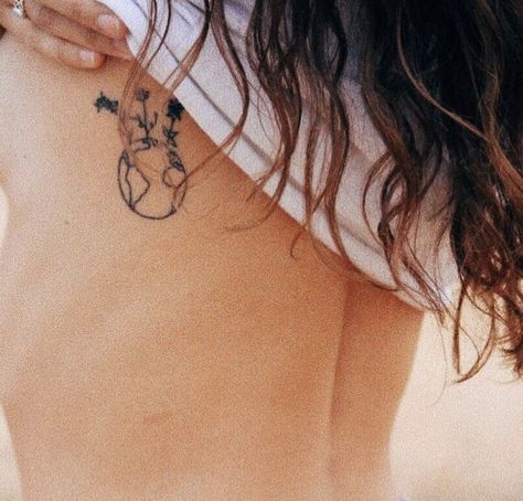 Flower Earth Tattoo, Earth Flower Tattoo, Earth Tattoo, Wildflower Tattoo, Plant Tattoo, Tiny Tattoo, Tiny Tattoos, Flower Tattoos, Infinity Tattoo