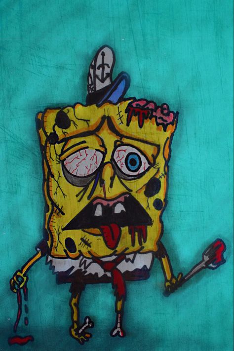 Spongebob Squarepants as a zombie drawing Zombie Spongebob, Simpson Characters, Zombie Drawing, Zombie Drawings, Robot Chicken, Simpsons Characters, Muse Art, The Simpson, Sponge Bob